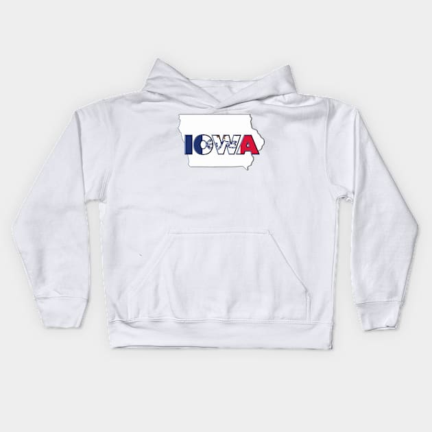 Iowa Colored State Letters Kids Hoodie by m2inspiration